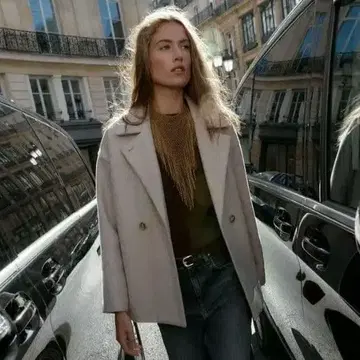 ZARA 소프트 더블 프레스 코트 베이지 S 사이즈 자라