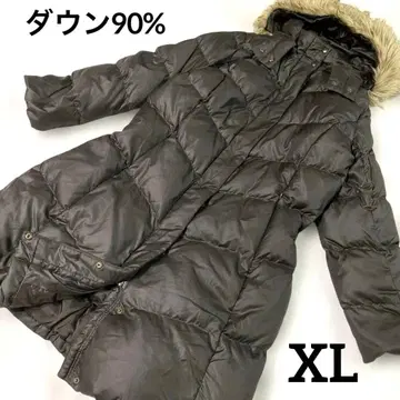 새상품급 유니클로 퍼 다운 코트 롱 기장 XL 브라운 매트 자켓