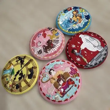 디즈니 자수 캔뱃지 5종 묶음 판매