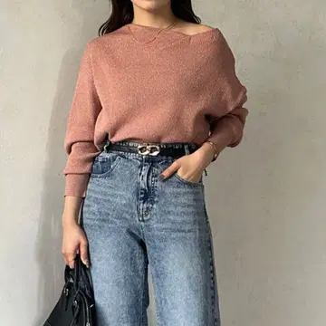 보트넥 라메 드레이프 니트 Thevon