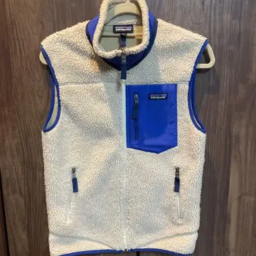 patagonia 플리스 베스트 XS 아이보리/블루