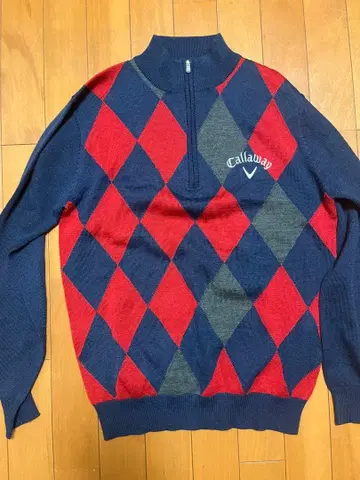 Callaway 다이아몬드 패턴 하프 지퍼 스웨터 M
