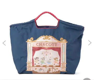 L 사이즈 CHACOTT 자수 디자인 에코백 네이비