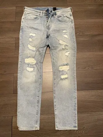 스키니 데님 31/30 라이트 블루 데미지 가공 H&M 레어 새상품급