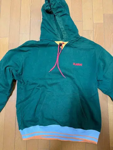 XLARGE 다크 그린 후드 부착 후드티 L