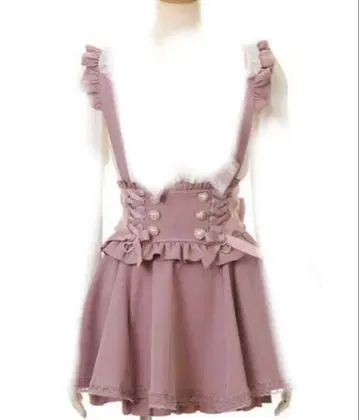 리즈리사 레이스업 서스펜더 치마바지 핑크