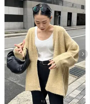 Ungrid [ WEB 한정판 ] 컬러 루즈 니트 가디건 베이지