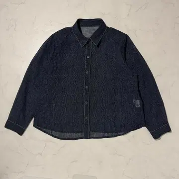 데님풍 셔츠 긴팔 네이비 일본제 무지 봄/가을 출퇴근 캐주얼