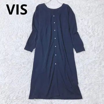 비스 가디건 롱 기장 V넥 겉옷 네이비 깔끔한 캐주얼 무지