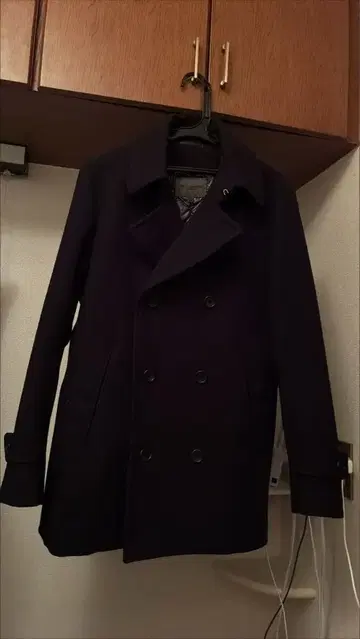 유니클로 피 코트 다크 네이비 더블 브레스트 울 코트 새상품급