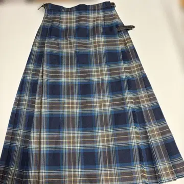 GLEN NEVIS 글렌 네비스 체크 플리츠 랩 스커트 M