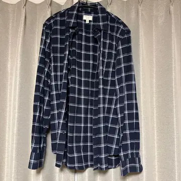 클럽 모나코 슬림핏 긴팔 셔츠 네이비/화이트