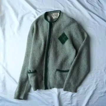 초레어 60s 모헤어 가디건 지퍼 아가일 라이트 그린 레어