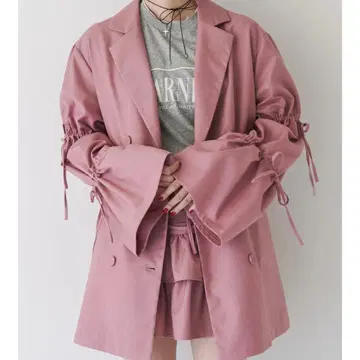 슬리브 리본 자켓 미니 원피스