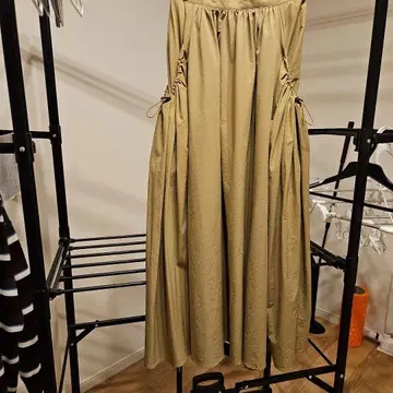 베이지 개더 롱 스커트