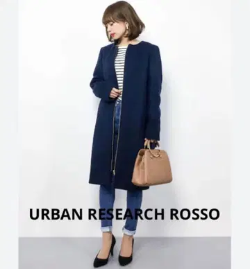 어반리서치 로쏘 노카라 코트 네이비 F 울 혼방