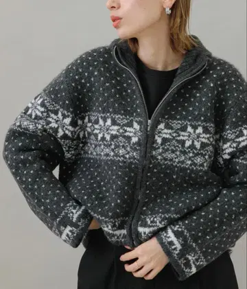 어반 리서치 서니 라벨 노르딕 무늬 블루종 니트