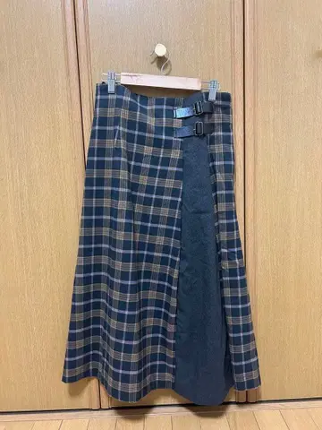 체크 무늬 롱 스커트 사이즈 38