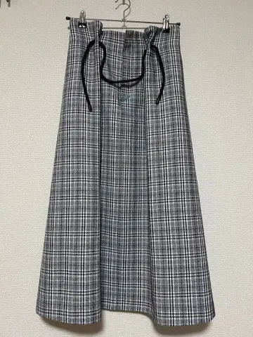 ebure 깅엄 체크 롱 스커트 36
