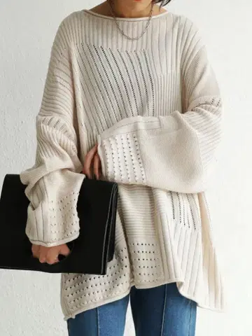 안티카 패턴 절개 빅 니트