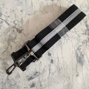 화이트 블랙 보더 스트라이프 나일론 숄더 스트랩