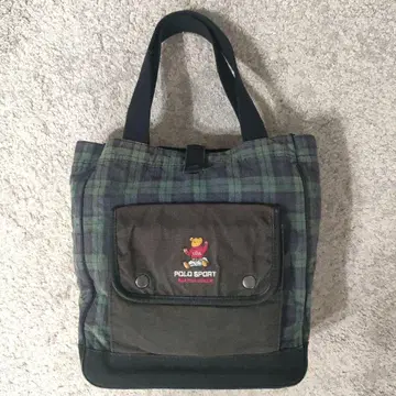 [레어] 폴로 랄프로렌 토트백 블랙워치 폴로베어 90's