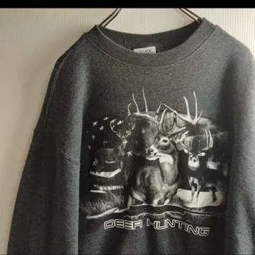 PLUMA 맨투맨 트레이닝복 그레이 속기모 애니멀 프린트 남성용 L