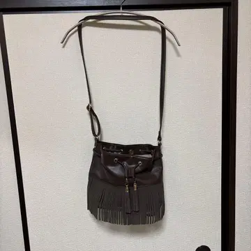 프린지 숄더백 다크 브라운