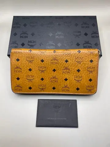 MCM 로고 프린트 장지갑 브라운