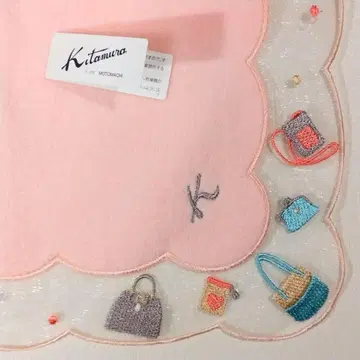 요코하마 모토마치 Kitamura 스캘럽 엣지 손수건 오간자