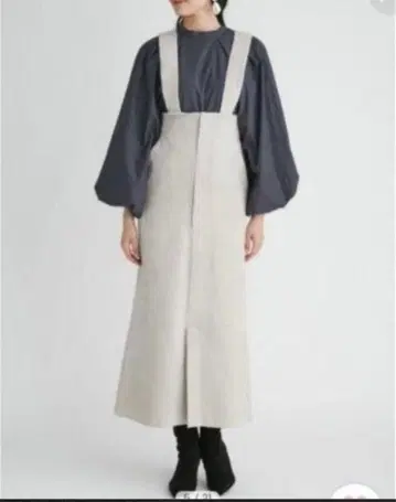 미라 오웬 하이웨스트 오버롤 스커트 스웨이드 느낌 ( M )