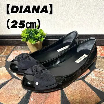 [ DIANA 다이애나 ] 플랫 펌프스 (25) 리본 큐빅 블랙