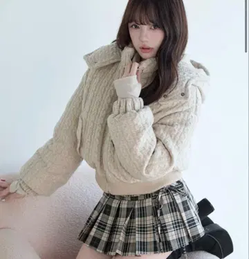 BunnyLis 케이블 니트 퀼팅 자켓