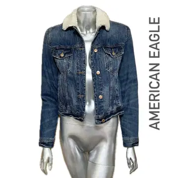 AMERICAN EAGLE 다크 블루 보아 데님 자켓
