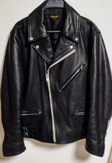 A Vontade 블랙 가죽 더블 라이더스 L