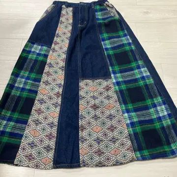 TITICACA 패치워크 데님 롱 스커트 티티카카 스커트