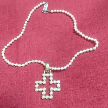 AGATHA 펄 골드 크로스 목걸이