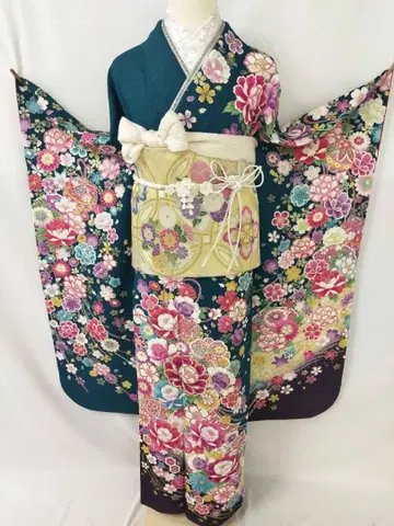 새상품급 순수 실크 후리소데 3세트