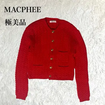 [ MACPHEE ] 컨디션 최상 케이블 니트 가디건 골드 버튼 숏 기장