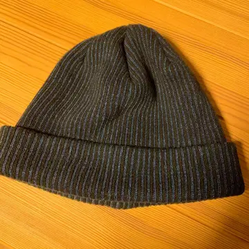 RoToTo 일본제 네이비 블랙 스트라이프 리브 니트 모자