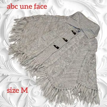 abc une face 그레이 계열 프린지 니트 케이프 코트 size M