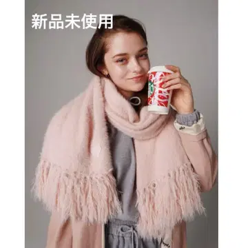 미사용 새상품 epine 하트 자수 핑크 화이트 머플러