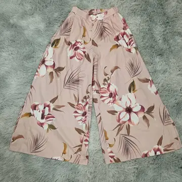 로얄 파티 여성용 와이드 팬츠 프리 사이즈 꽃무늬 핑크