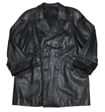 꼼사데모드 멘 램스킨 가죽 더블 체스터 코트 XL 블랙