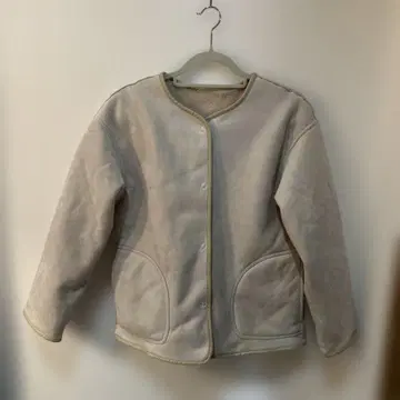 노카라 크림색 리버서블 자켓