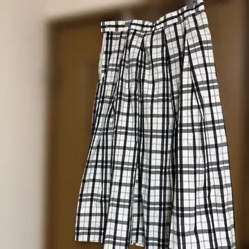 WINGTRO 화이트 블랙 체크 롱 스커트 44