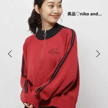 새상품급 niko and - 하프 ZIP 라인 니트 풀오버