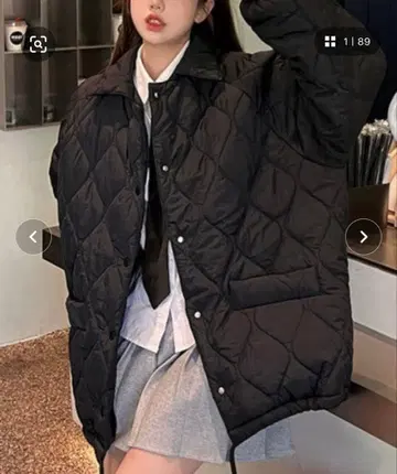 블랙 퀼팅 자켓 오버 사이즈