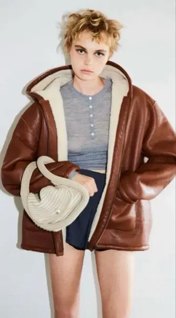 NKNIT 브라운 후드 부착 자켓