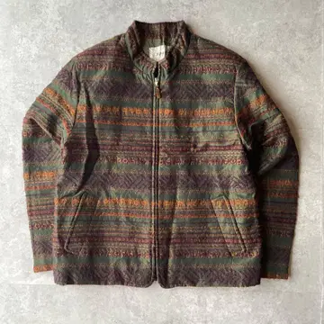 올 패턴 짜임 패턴 자수풍 집업 블루종 레트로 아카이브 에스닉풍